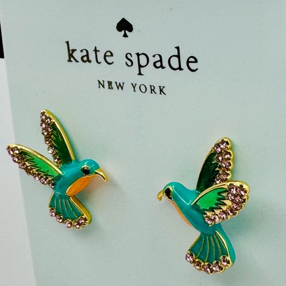 🩵 KATE SPADE Scenic Route Hummingbird Convertible Stud Earrings NEW - Picture 2 of 4